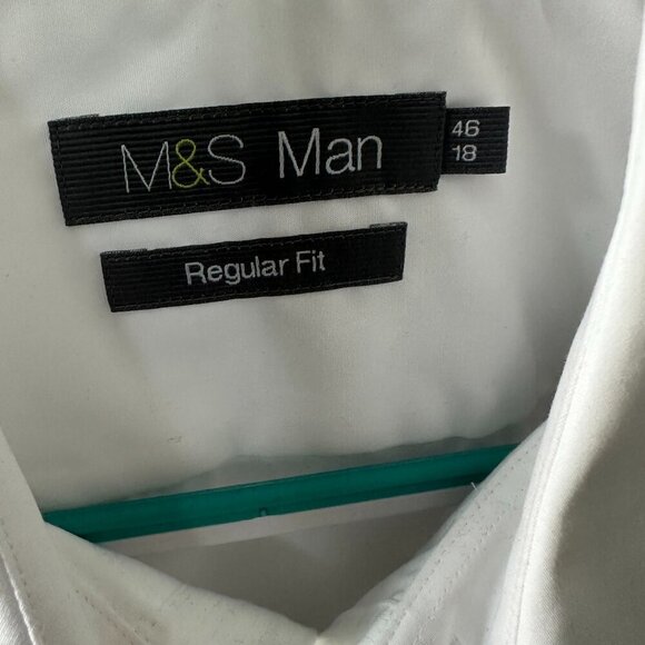 White Men's UK Marks & Spencer Dress Shirt Size 18 x 2 - Picture 7 of 14